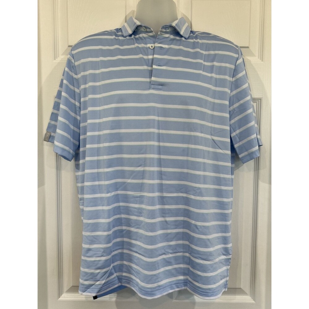 Ralph Lauren RLX Polo Shirt Golf Performance UV Protection Blue Striped Men's L